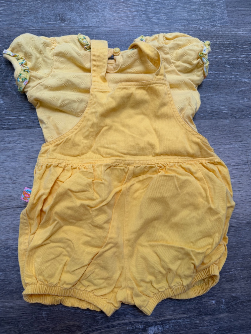 Sesame Street Yellow Floral-Patch Overalls - Picture 3 of 3